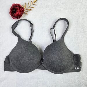 Nautica Gray Seamless T-Shirt Bra Padded Size 36B Underwire Style 6835 Adjustabl